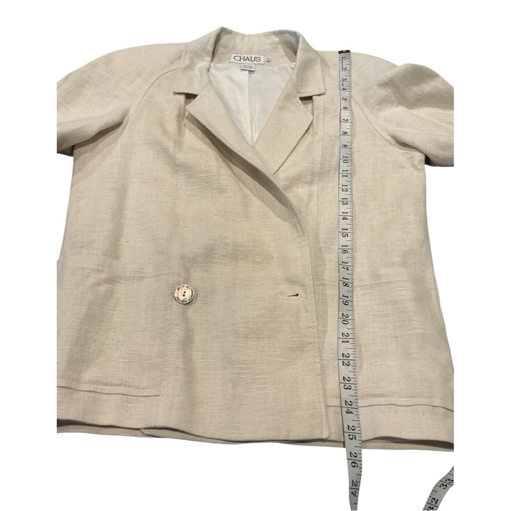 CHAUS 100% Linen Blazer Jacket Women Size 6 Beige Lightweight Classic - Picture 7 of 8